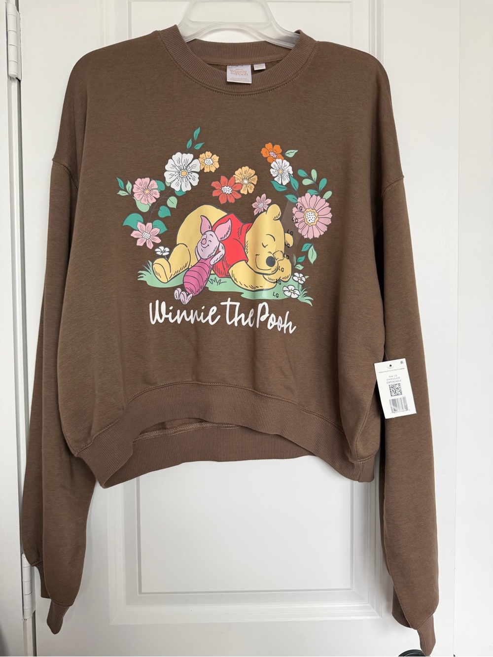 Disney Brown Winnie the Pooh Floral Graphic Crewneck Sweatshirt